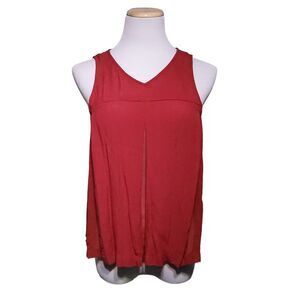 Madewell Flowy Pleated Top Blouse Rustic Red Women's Size 8 Sleeveless B9264